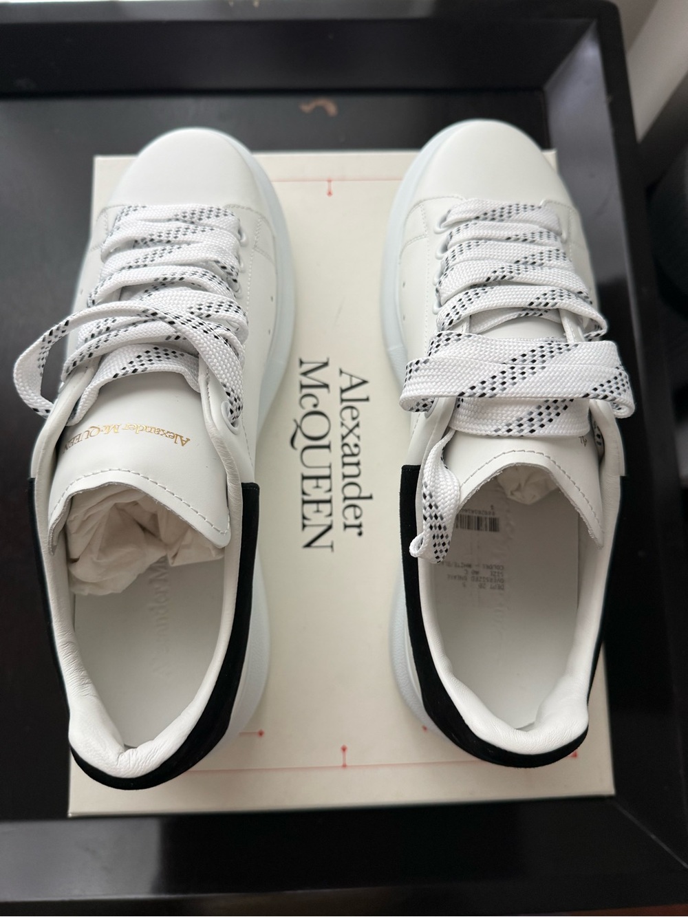 Alexander McQueen White Sneakers with Black Heel Tab - Picture 7 of 13